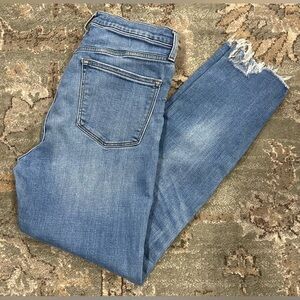 J. Crew Denim Ankle Jeans in Light Blue with Frayed Hem